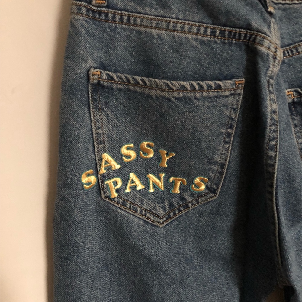 Embroidered mom jeans